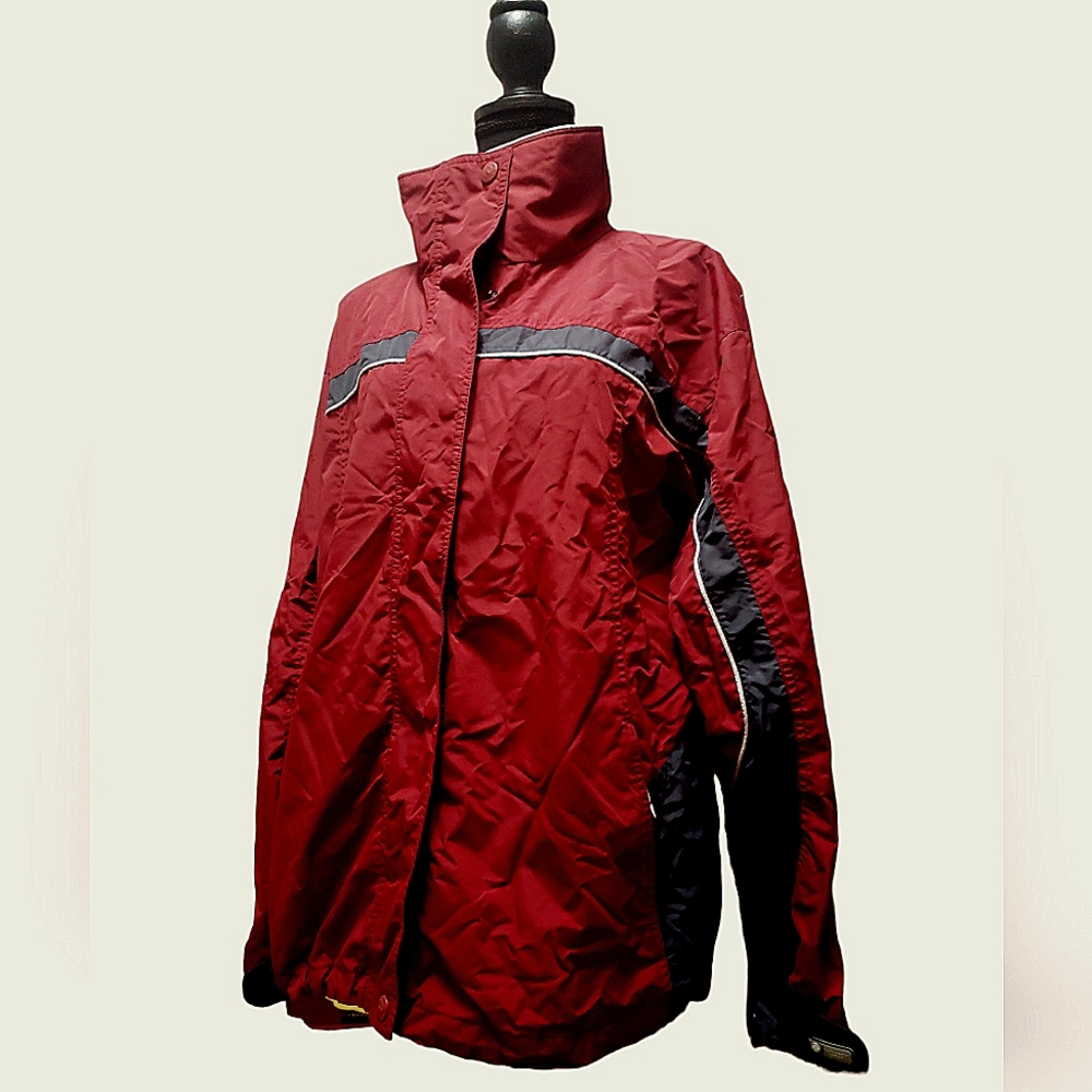 Columbia core interchange women's large windbreaker red gray